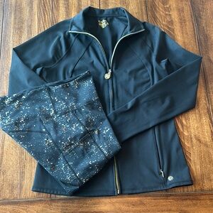 Lilly Pulitzer Luxletic Black Full-Zip Jacket and Leggings *Sold as Set* EUC